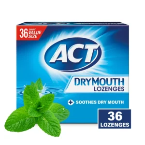 ACT Dry Mouth Throat Lozenges with Xylitol, Sugar Free Cough Drops, Soothing Mint, 36 Count